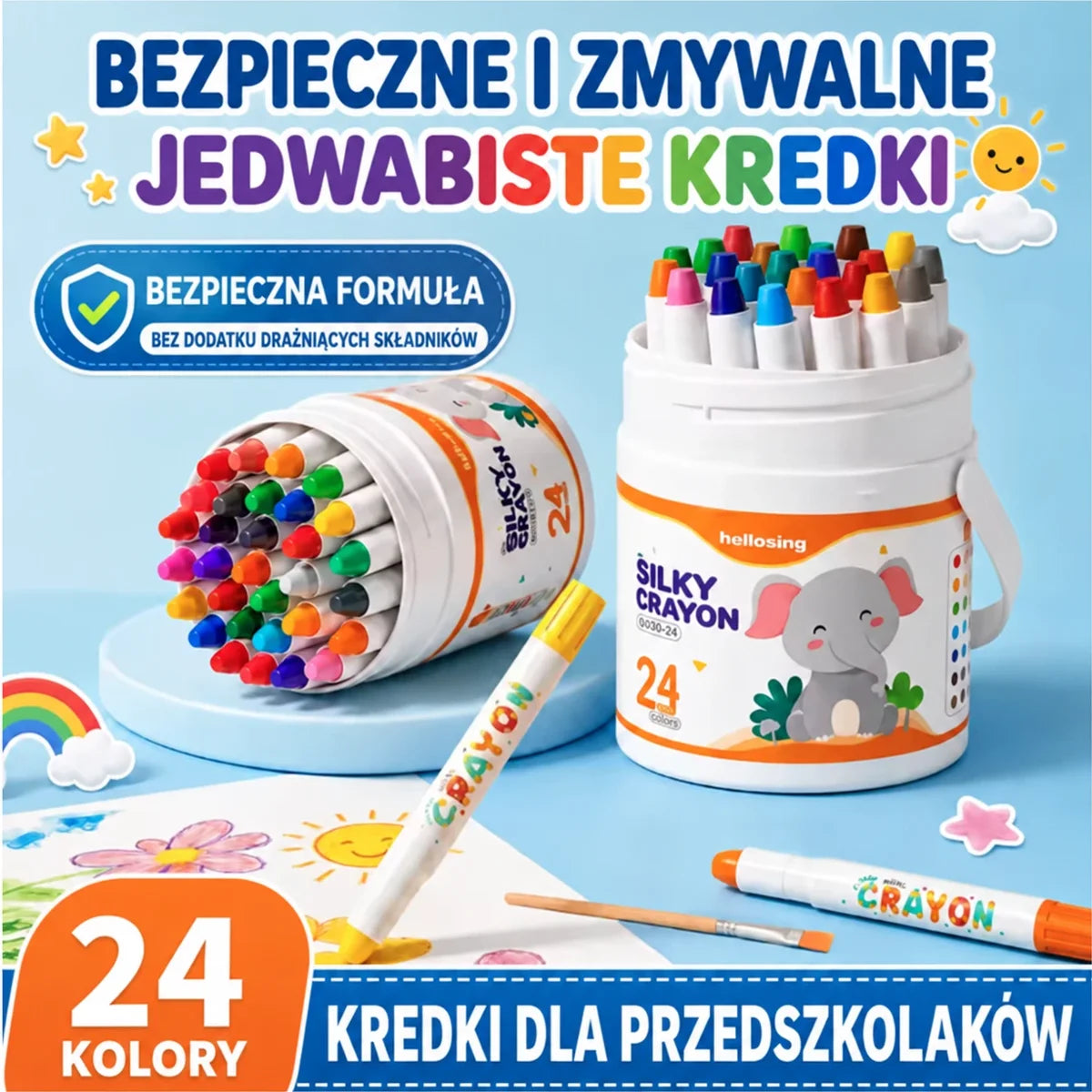 Magiczne Kredki – bezpieczne i zmywalne jedwabiste kredki