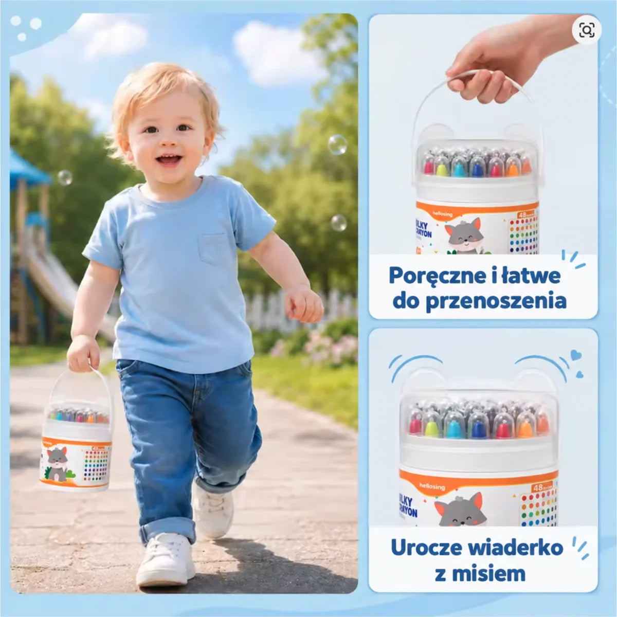 Poręczne wiaderko z misiem
